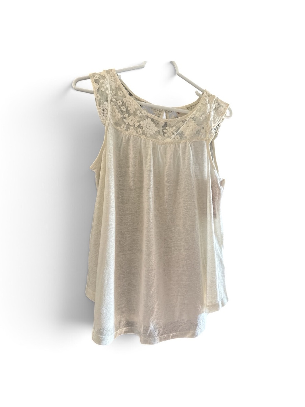 Merona White Lace Yoke Boho Babydoll Tank Top Size Small